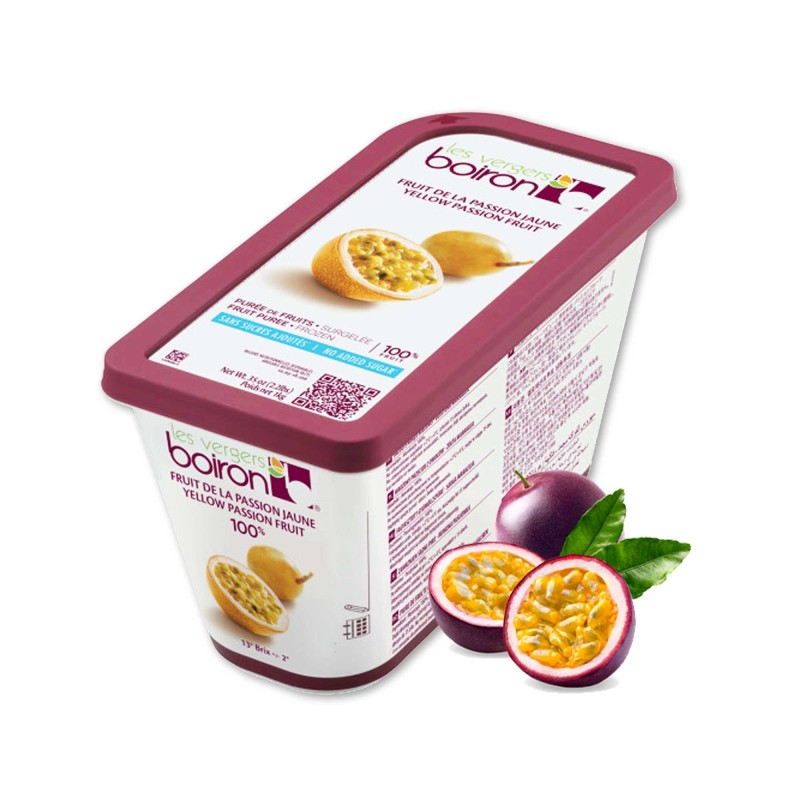 Passion Fruit Puree - Frozen - By Les Vergers Boiron - 100% Fruit - 2.2Lbs - Kosher & Halal Certified