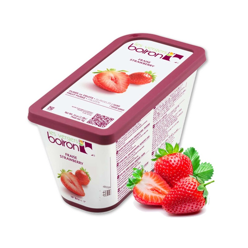 Strawberry Fruit Puree - Frozen - By Les Vergers Boiron - 85% Fruit - 2.2Lbs - Kosher