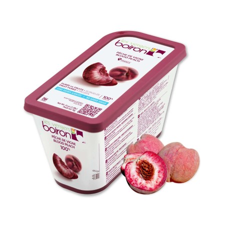 Blood Peach Fruit Puree - Frozen - By Les Vergers Boiron - 92% Fruit - 2.2Lbs - Kosher