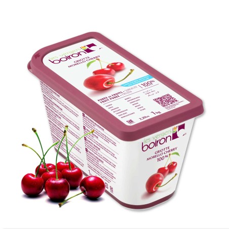 Morello Cherry Fruit Puree - Frozen - By Les Vergers Boiron - 100% Fruit - 2.2Lbs - Kosher