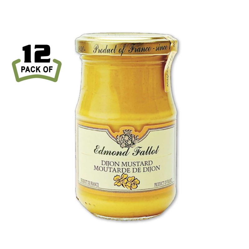 Traditional Dijon Mustard by Edmond Fallot – Authentic French Gourmet Mustard - 7.4oz - (Pack of 12)