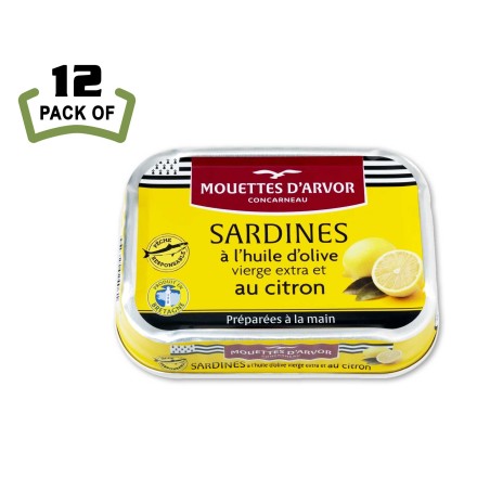 Les Mouettes d'Arvor Sardines in Lemon and Olive Oil - Fresh, zesty, and authentically French.