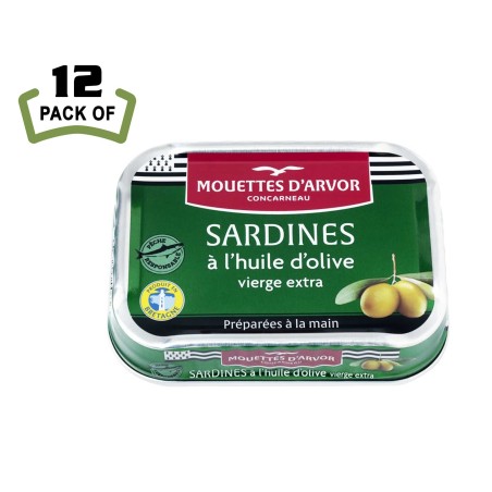Les Mouettes d'Arvor Whole Sardines in Olive Oil - Traditional French seafood excellence from Brittany.