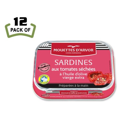 Les Mouettes d'Arvor Sardines with Sundried Tomatoes - A Mediterranean-inspired French delicacy.