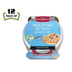 Tuna Rillettes with Green Peppercorn by Les Mouettes d'Arvor - 4.4oz Glass Jar - French Gourmet - (Pack of 12)
