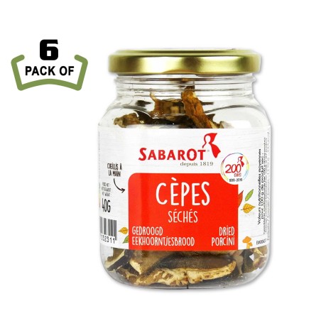 Dried Porcinis Mushrooms by Sabarot - French Gourmet - 1.4oz - (Pack of 6)