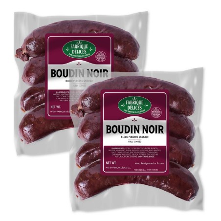 French-Style Blood Sausage - by Fabrique Delices - 4 Links - All Natural - 1Lb - (Pack of 2)