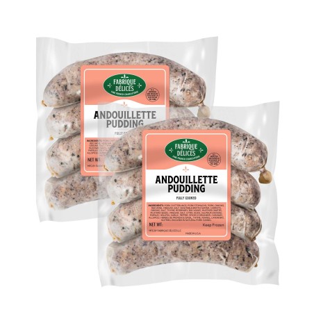 Andouille Sausages - Andouillette Pudding - by Fabrique Delices - All Natural - 4 Links - 1Lb - (Pack of 2)