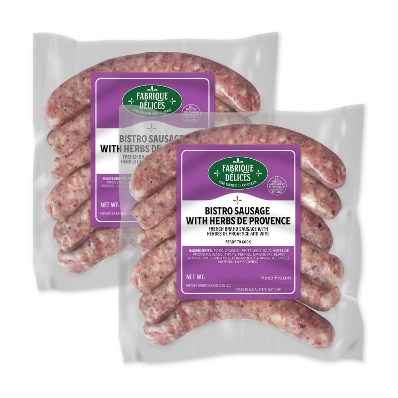 Bistro Sausages with Provence Herbs - Chipolata Sausages - 6 Links - (Pack of 2) Bistro Sausages with Provence Herbs - Chipolata Sausages - 6 Links - (Pack of 2)