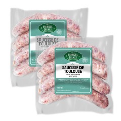 Toulouse Sausages - Saucisse de Toulouse - by Fabrique Delices - All Natural - 4 Links - (Pack of 2)