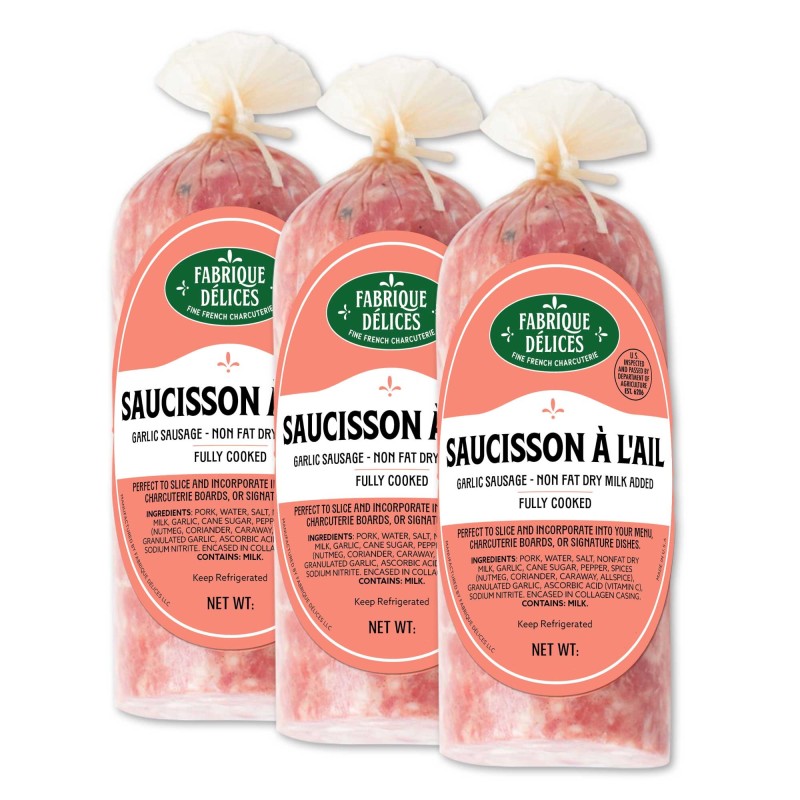 Garlic Sausage - by Fabrique Delices - 0.75Lb - (Pack of 3)