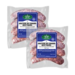 Duck & Pork Sausages with Figs and Brandy - by Fabrique Delices - 4 Links - 1Lb - (Pack of 2)