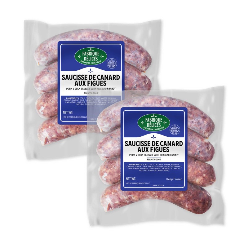 Duck & Pork Sausages with Figs and Brandy - by Fabrique Delices - 4 Links - 1Lb - (Pack of 2) Duck & Pork Sausages with Figs and Brandy - by Fabrique Delices - 4 Links - 1Lb - (Pack of 2)