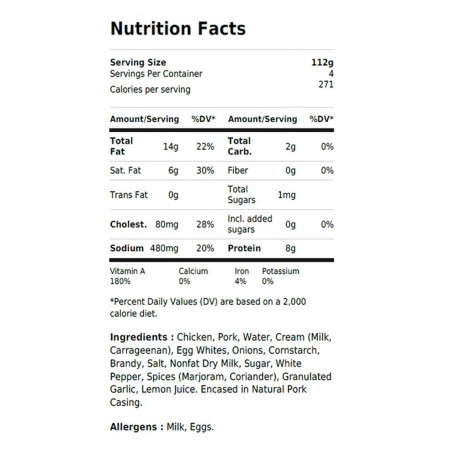 Boudin Blanc - White Pudding Sausages - by Fabrique Delices - All Natural - 4 Links - 1Lb - (Pack of 2)