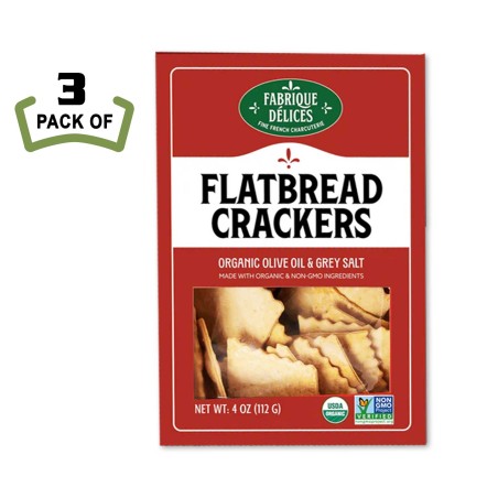 Organic Flatbread Crackers with Olive Oil & Grey Salt - by Fabrique Delices - 4oz - (Pack of 3)