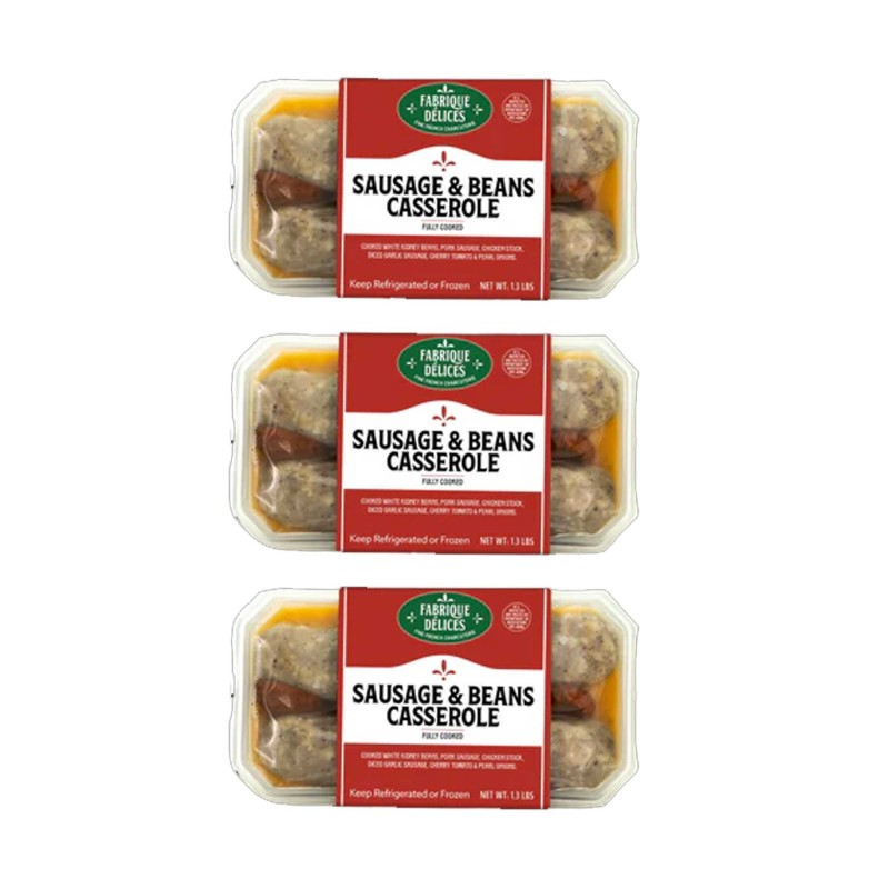 Sausage & Beans Casserole for Cassoulet - by Fabrique Delices - 1.3Lbs - (Pack of 3) Sausage & Beans Casserole for Cassoulet - by Fabrique Delices - 1.3Lbs - (Pack of 3)