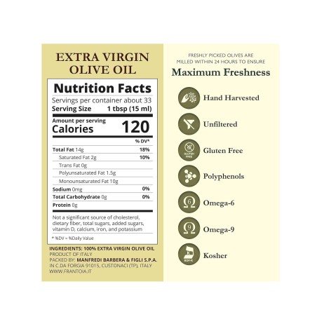 Frantoia Extra Virgin Olive Oil by Barbera - 3Lt - Kosher - Italian Gourmet